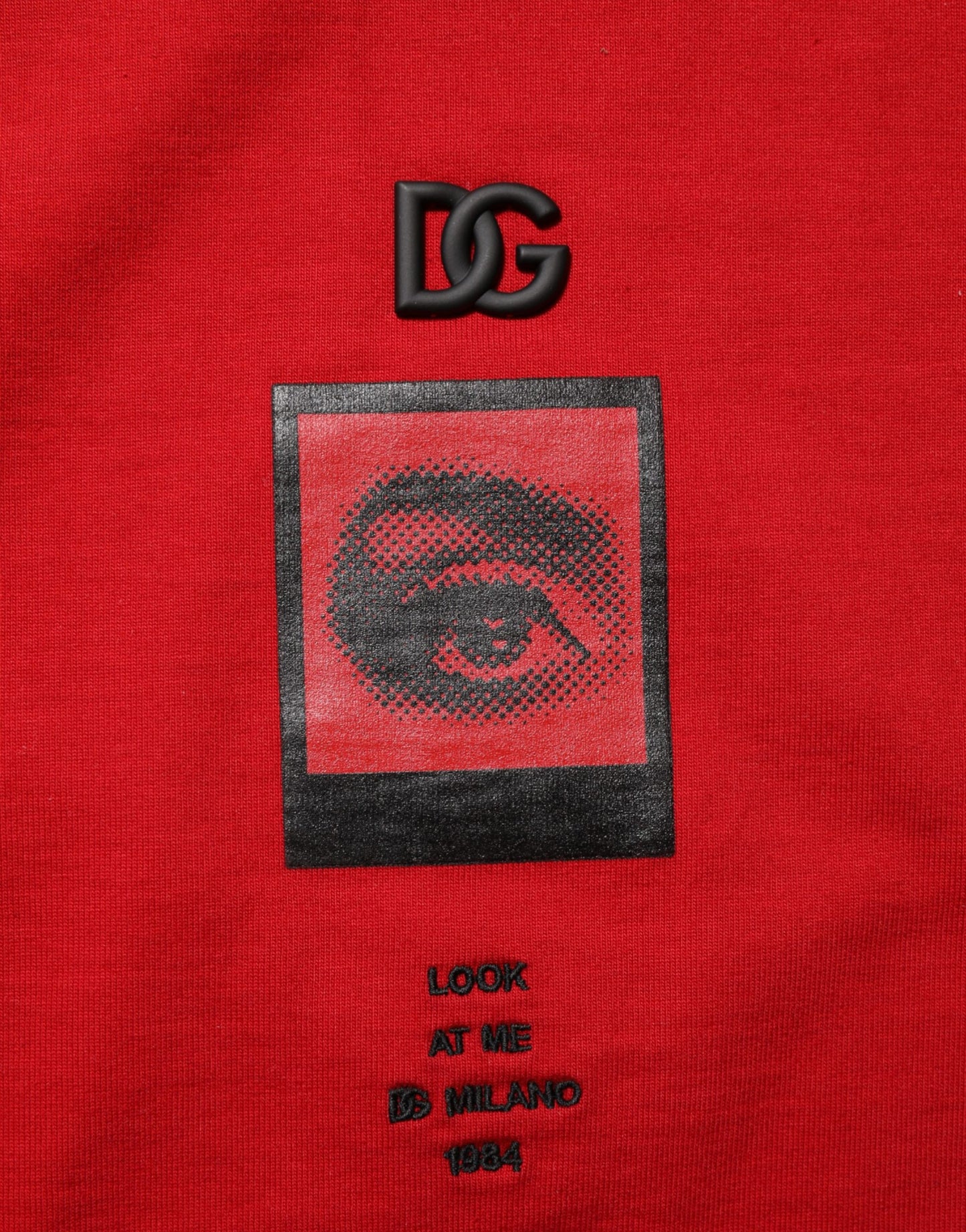 Red DG Eye Print Cotton Crew Neck T-shirt
