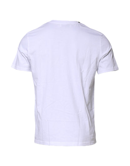 White Cotton Leopard Print Crew Neck T-shirt