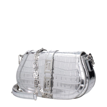 Gray Leather Shoulder Bag