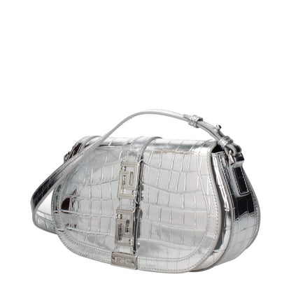 Gray Leather Shoulder Bag