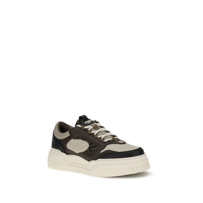 Black Calf Leather Bos Taurus Chunky Sneakers