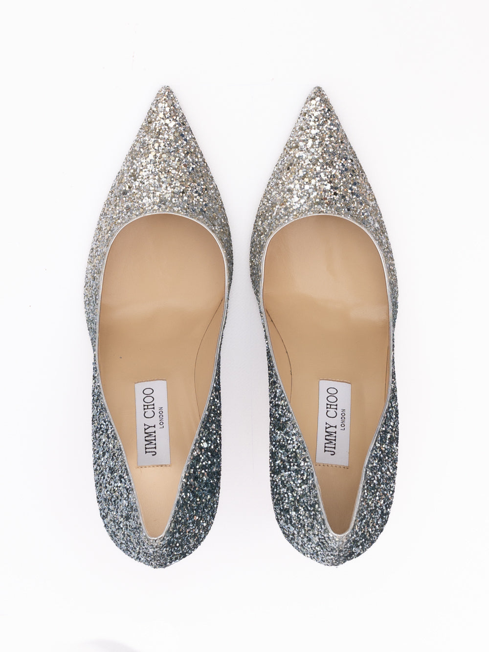 Silver Coarse Glitter Degrade Agnes Pumps