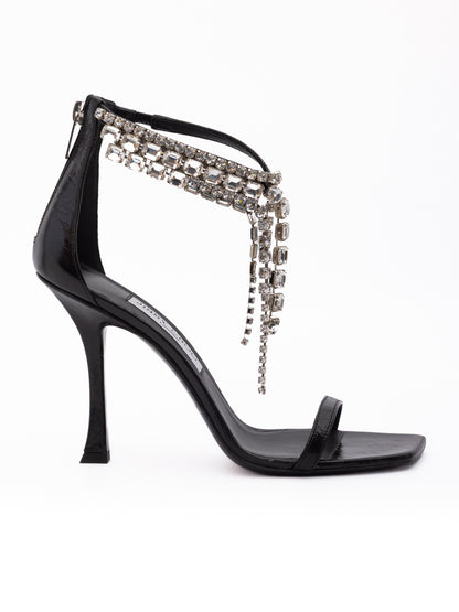 Black Leather Verity 100 Sandals