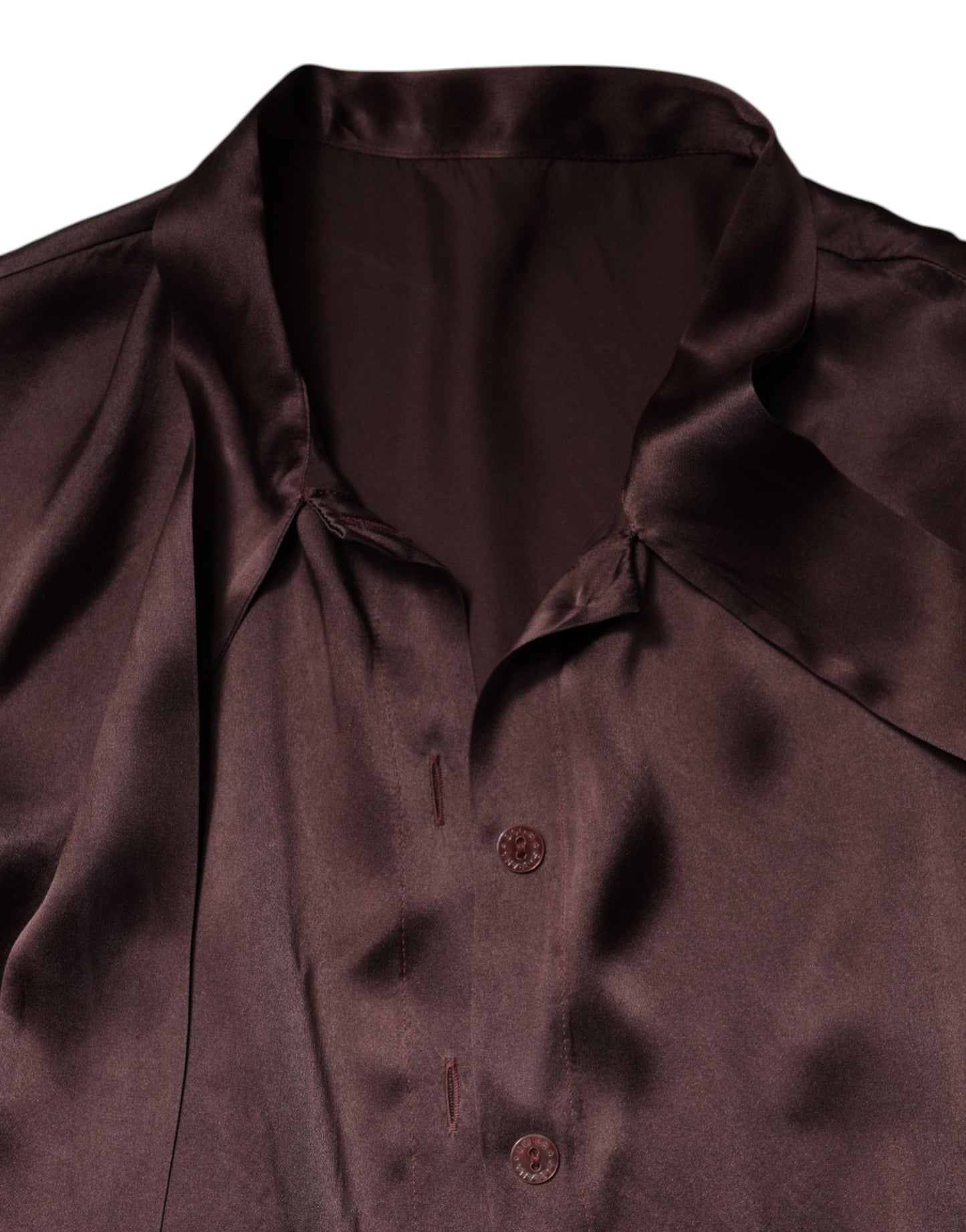 Violet Satin Long Sleeve Ascot Tie Shirt  Top