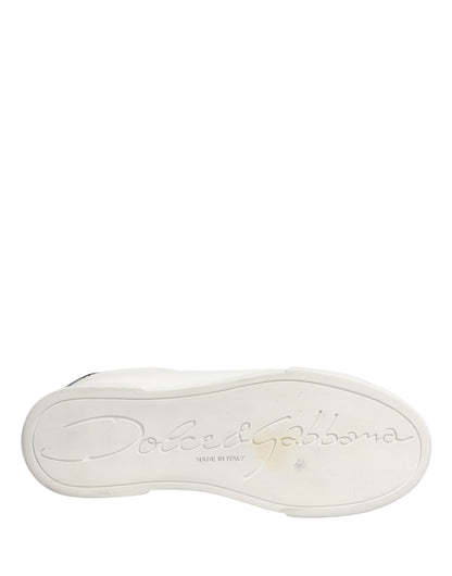 White Black Portofino Leather Sneakers Shoes