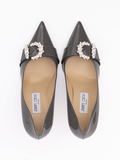 Storm Grey Patent Leather Chery 85 Pumps