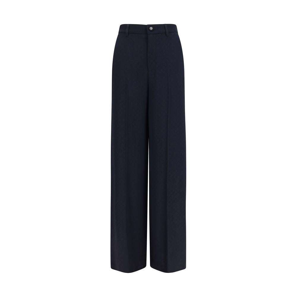 Blue Viscose Casual Pants