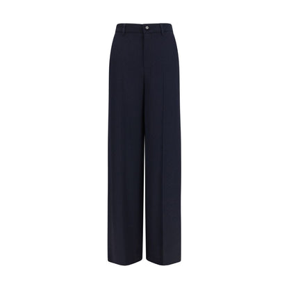 Blue Viscose Casual Pants