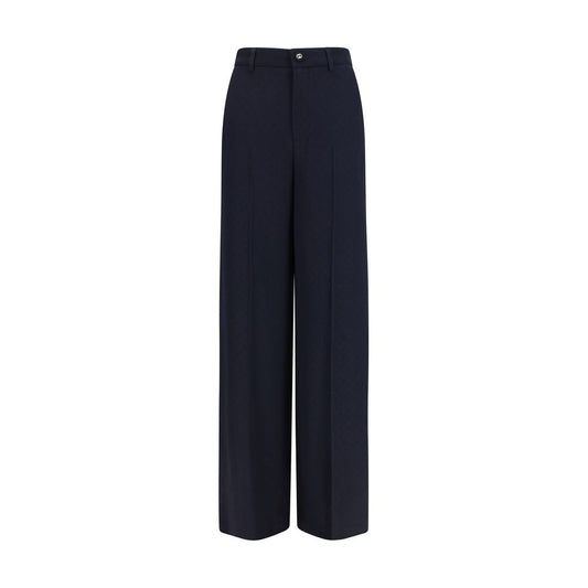 Blue Viscose Casual Pants