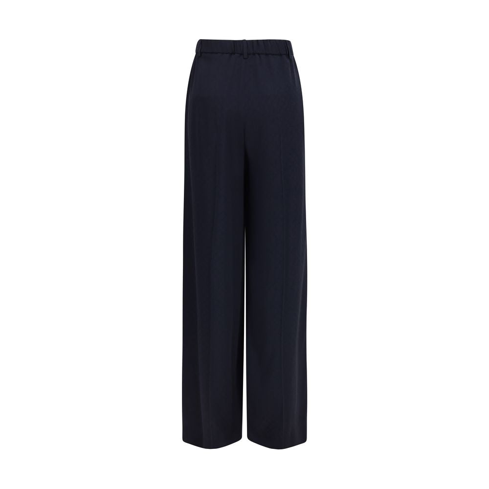Blue Viscose Casual Pants