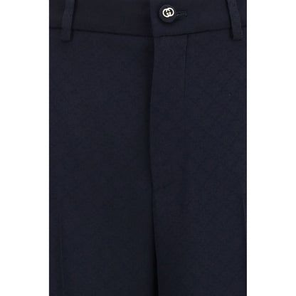 Blue Viscose Casual Pants