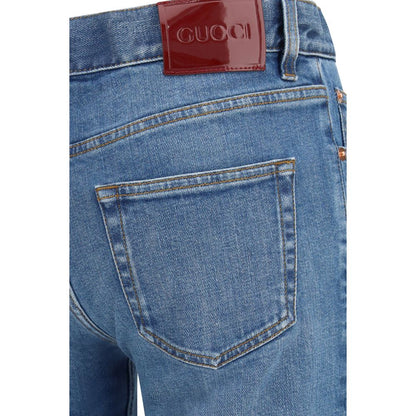 Blue Cotton Flared Jeans