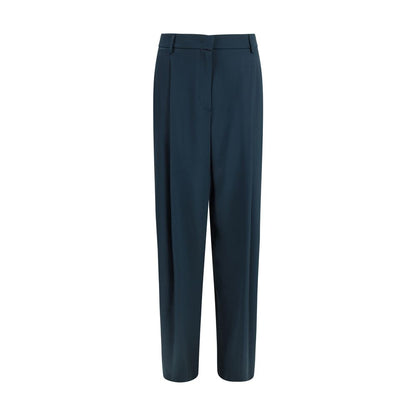 Blue Silk Casual Pants