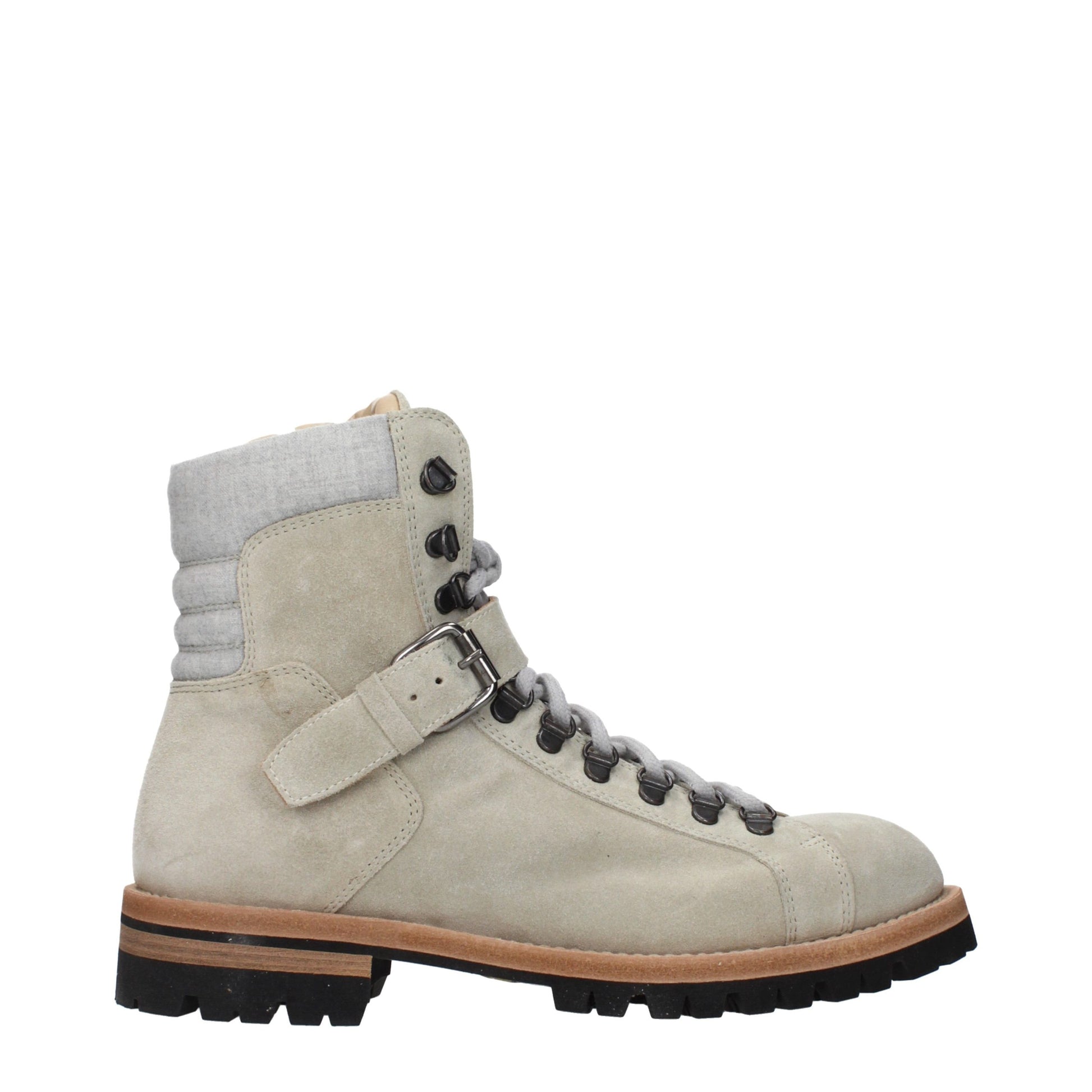 Beige Leather Ankle Boots