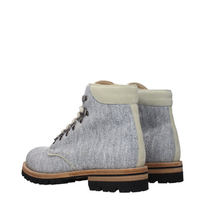 Gray Fabric Ankle Boots