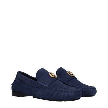Blue Leather Slip-On Loafers