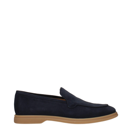 Blue Leather Slip-On Loafers