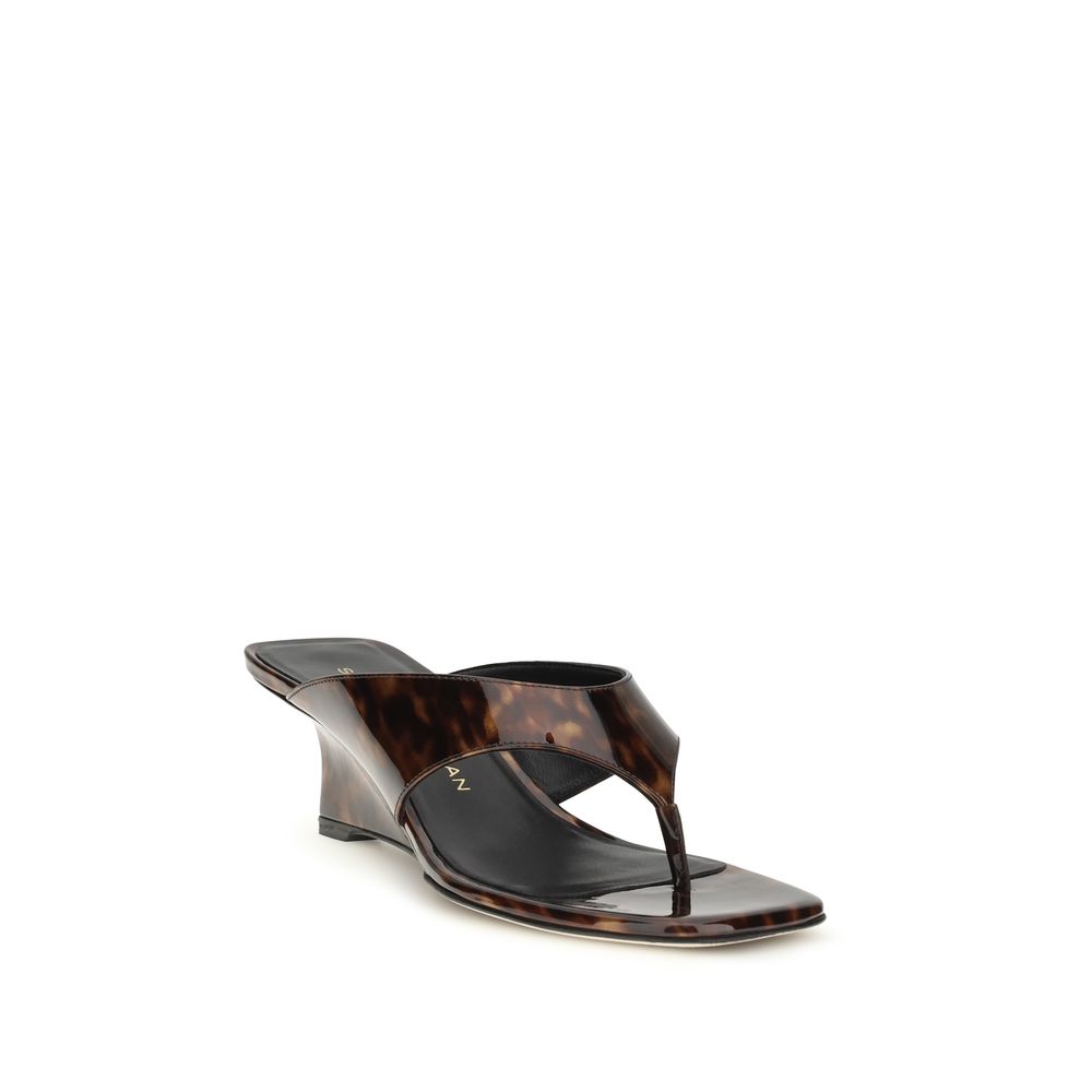 Multicolor Calf Leather Bos Taurus Wedge Sandals