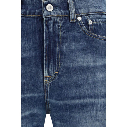 Blue Cotton Bootcut Jeans