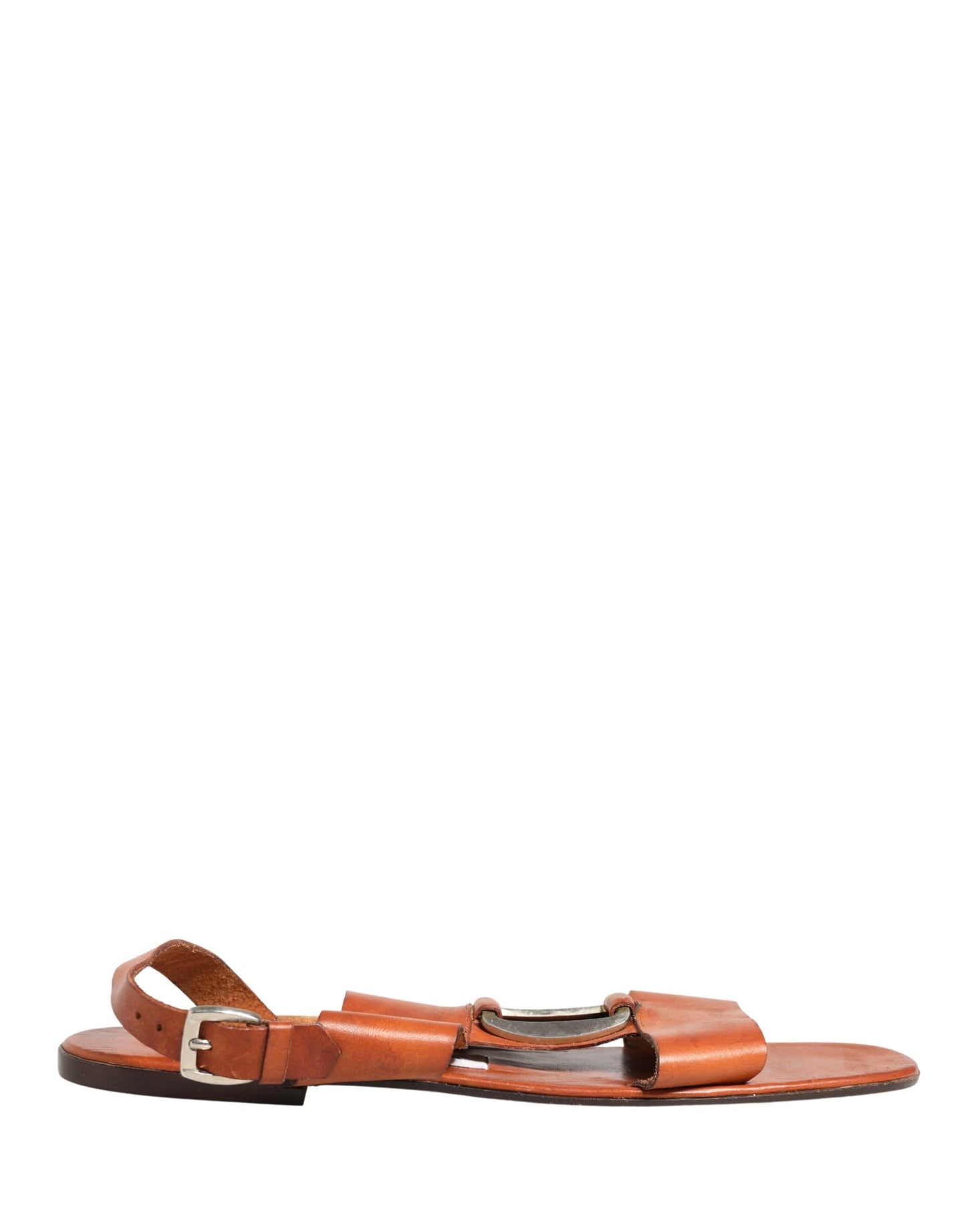 Brown Leather Flat Sandals Shoes