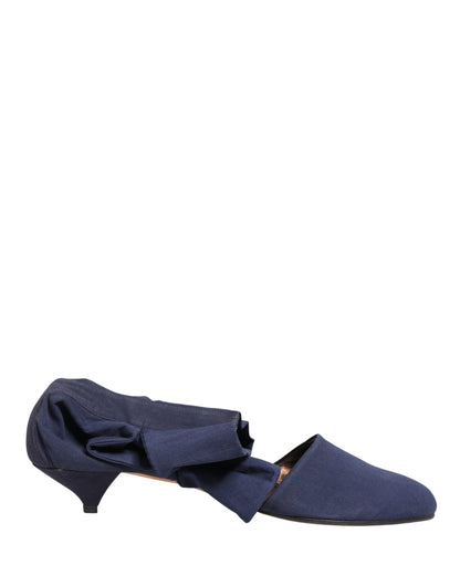 Blue Cotton Ankle Boots Shoes