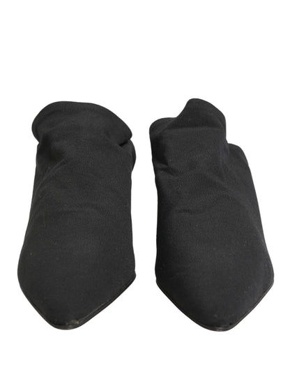 Black Suede Heel Mule Shoes