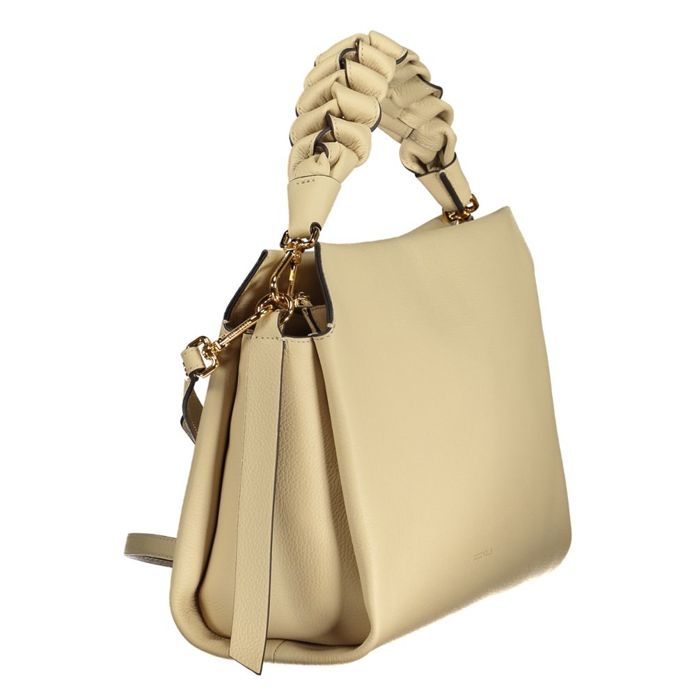 Beige Leather Women Handbag