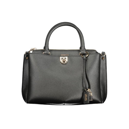 Black Polyurethane Women Handbag