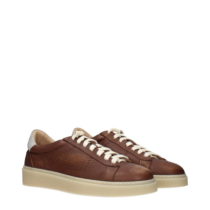 Brown Leather Low Top Sneakers