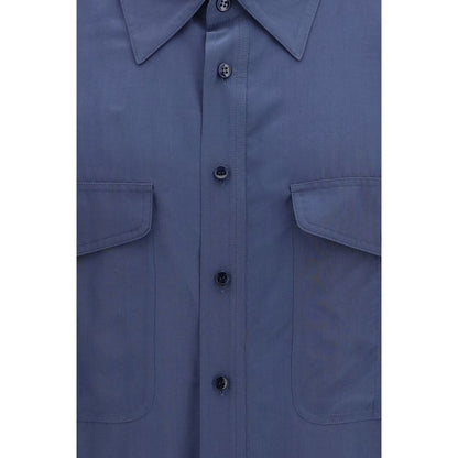 Blue Viscose Dress Shirt