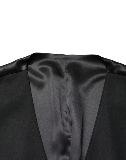 Black Wool Single Breasted Men Waistcoat Vest