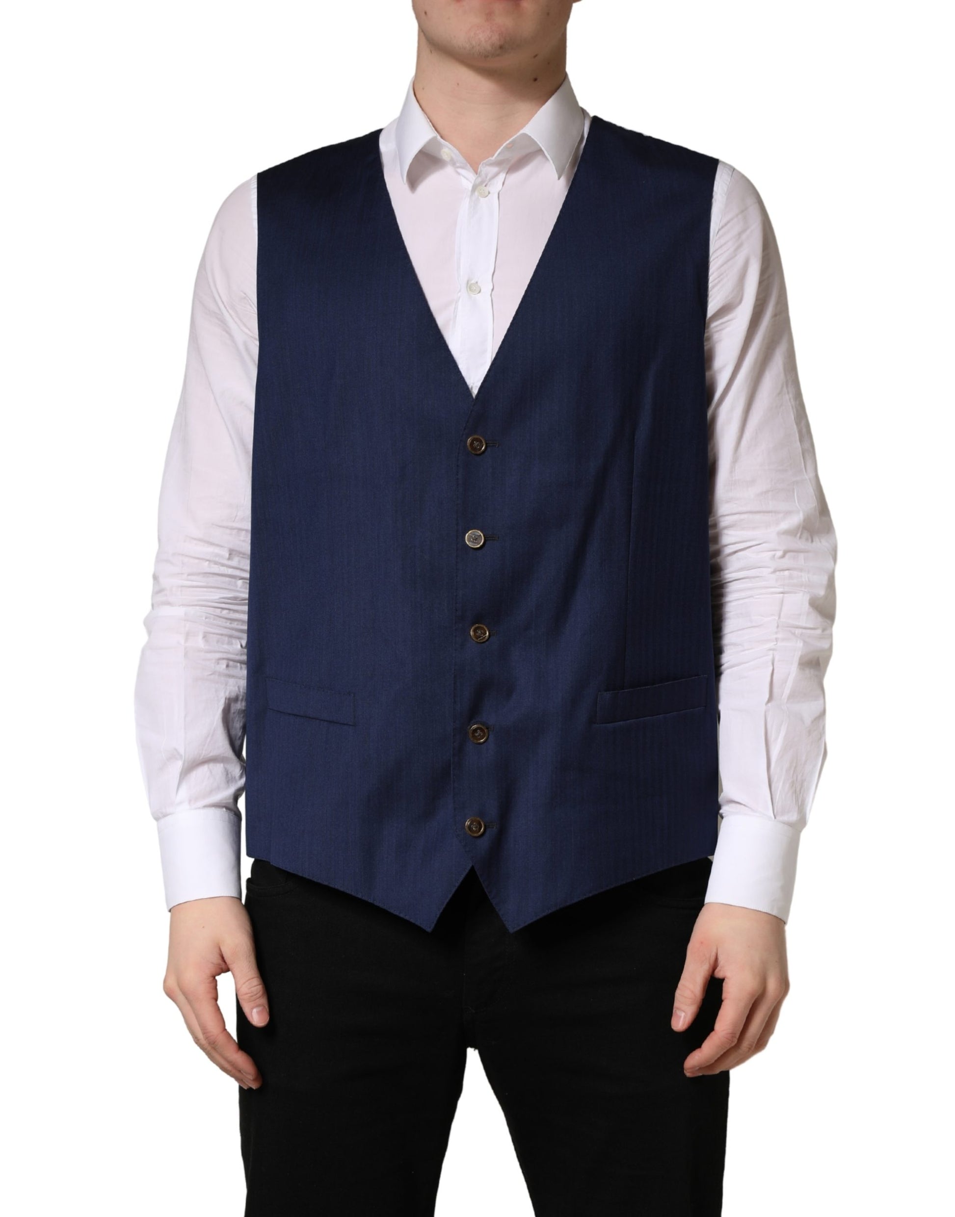 Navy Blue Wool Dress Formal Waistcoat Vest