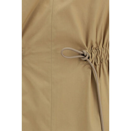 Beige Cotton Casual Dress