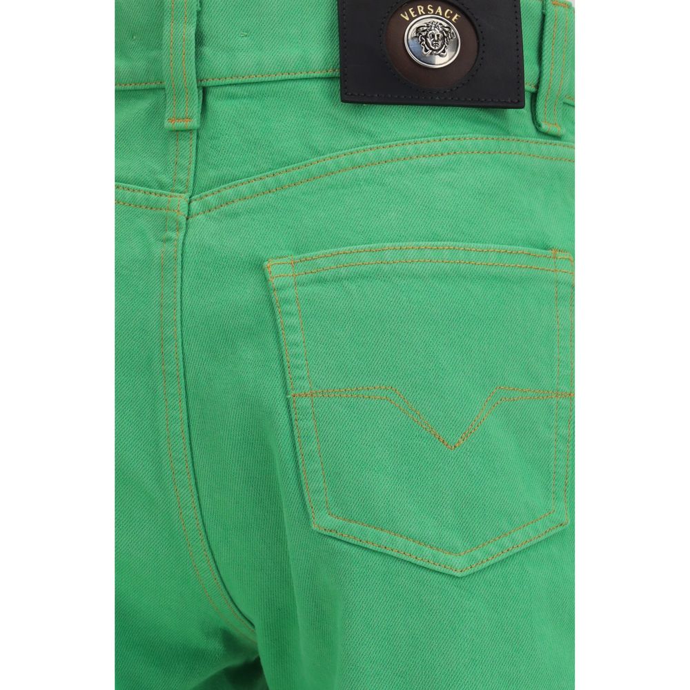 Bicolor Cotton Cropped Jeans