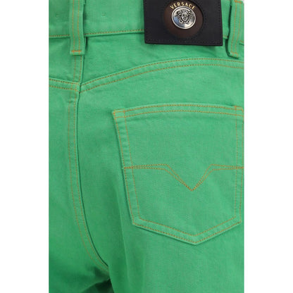 Bicolor Cotton Cropped Jeans