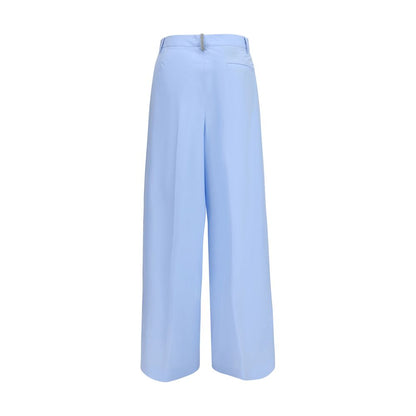 Blue Cotton Casual Pants