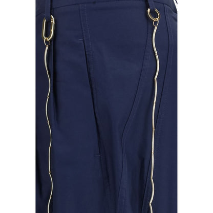 Blue Cotton Casual Pants