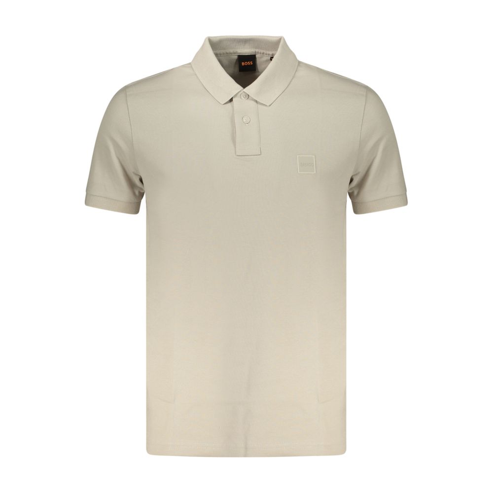 Beige Cotton Men Polo Shirt