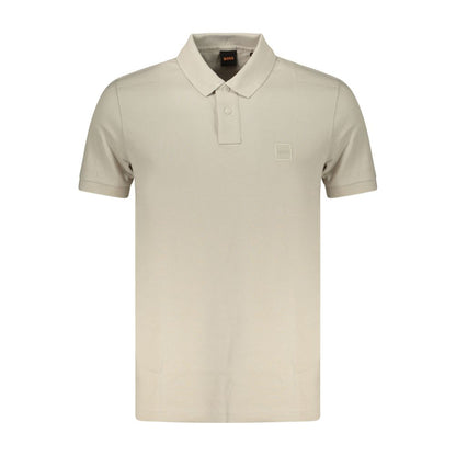 Beige Cotton Men Polo Shirt