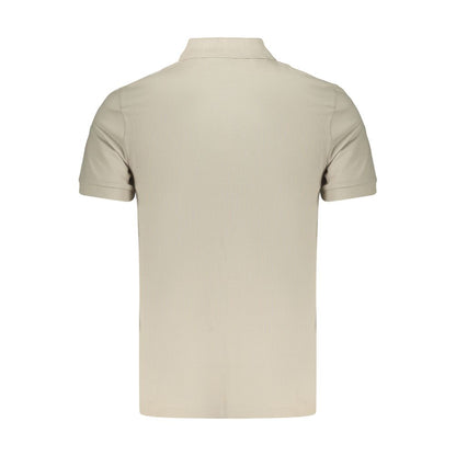 Beige Cotton Men Polo Shirt