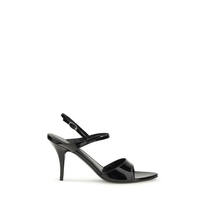 Black Calf Leather Bos Taurus Stiletto Heel Sandals