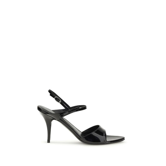 Black Calf Leather Bos Taurus Stiletto Heel Sandals