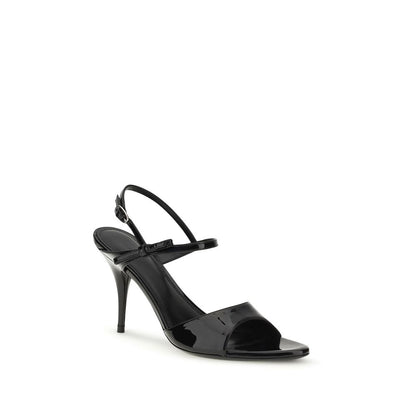 Black Calf Leather Bos Taurus Stiletto Heel Sandals