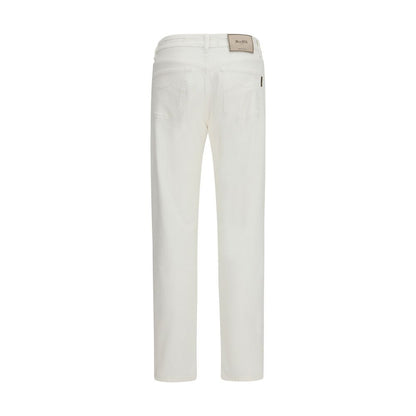 White Cotton Straight-Leg Jeans