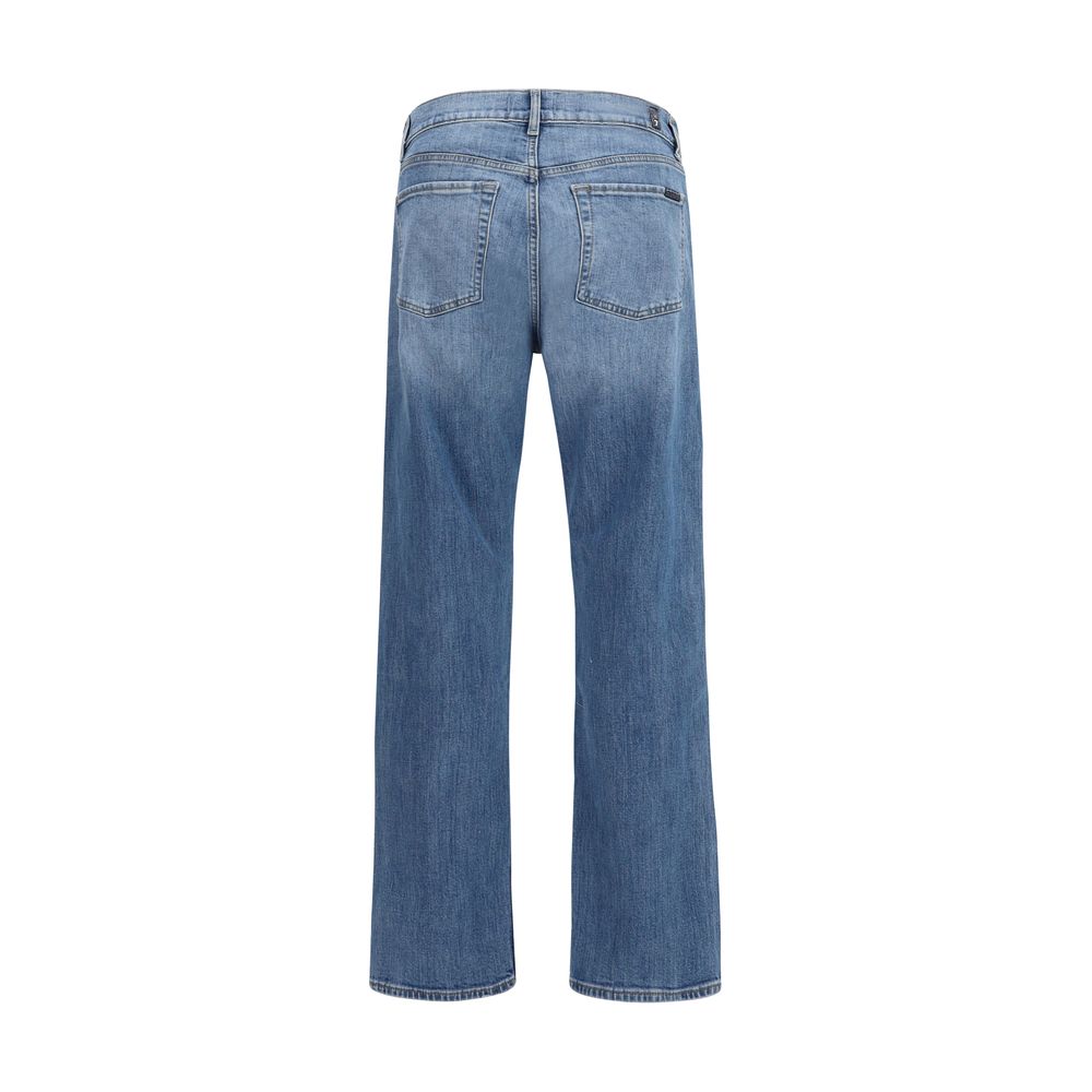 Blue Cotton Straight-Leg Jeans