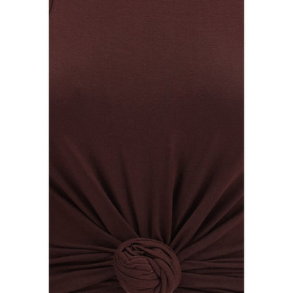 Brown Cotton Sleeveles T-Shirt