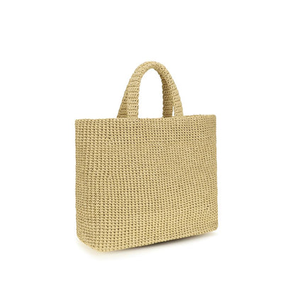 Beige Raffia Shoulder Bag
