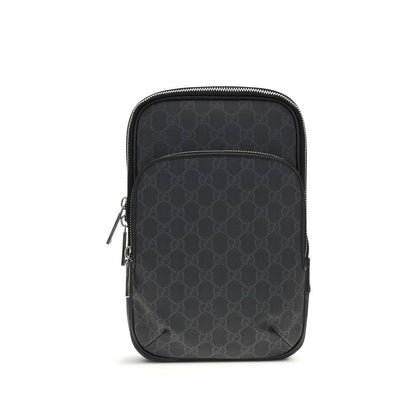 Black Polyurethane Shoulder Bag