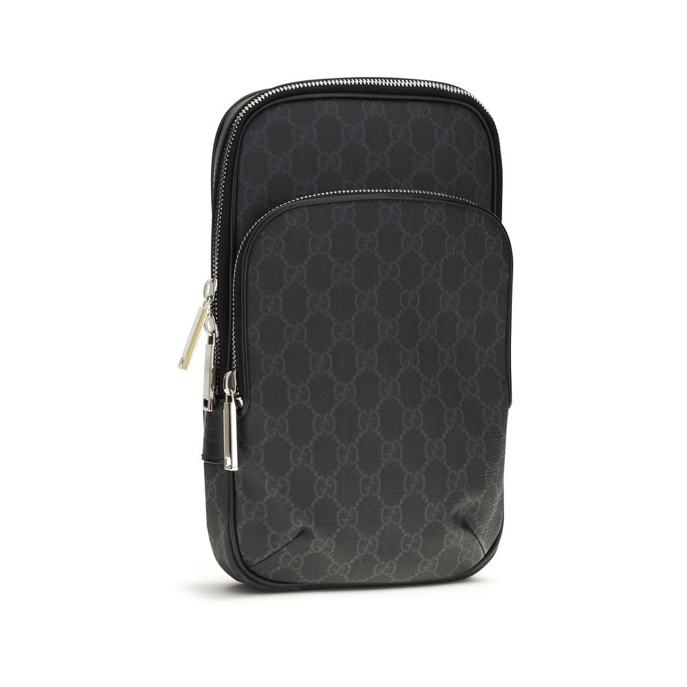 Black Polyurethane Shoulder Bag