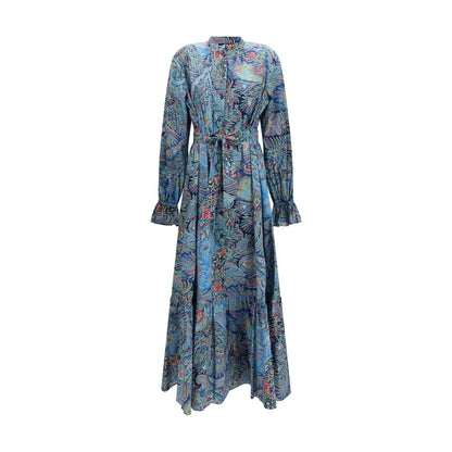 Blue Cotton Casual Dress